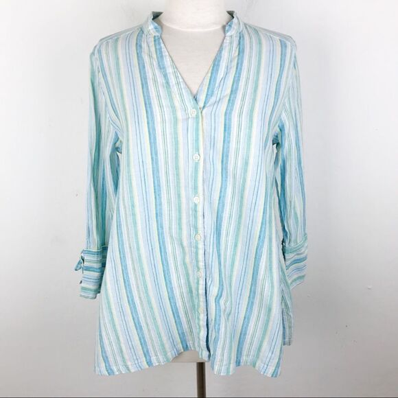 Sympli Striped Color Spring Button Down Blouse Sm - Picture 1 of 7